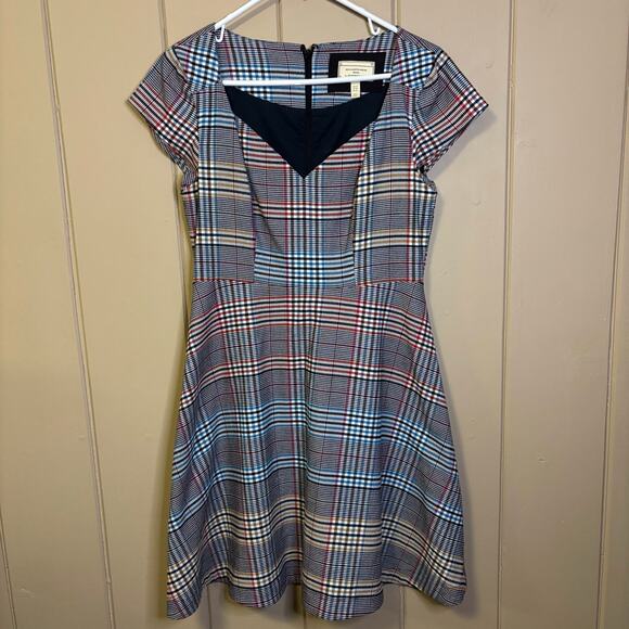 Anthropologie Dresses & Skirts - Anthropologie plaid fit and flare dark academia dress cap sleeve size 10